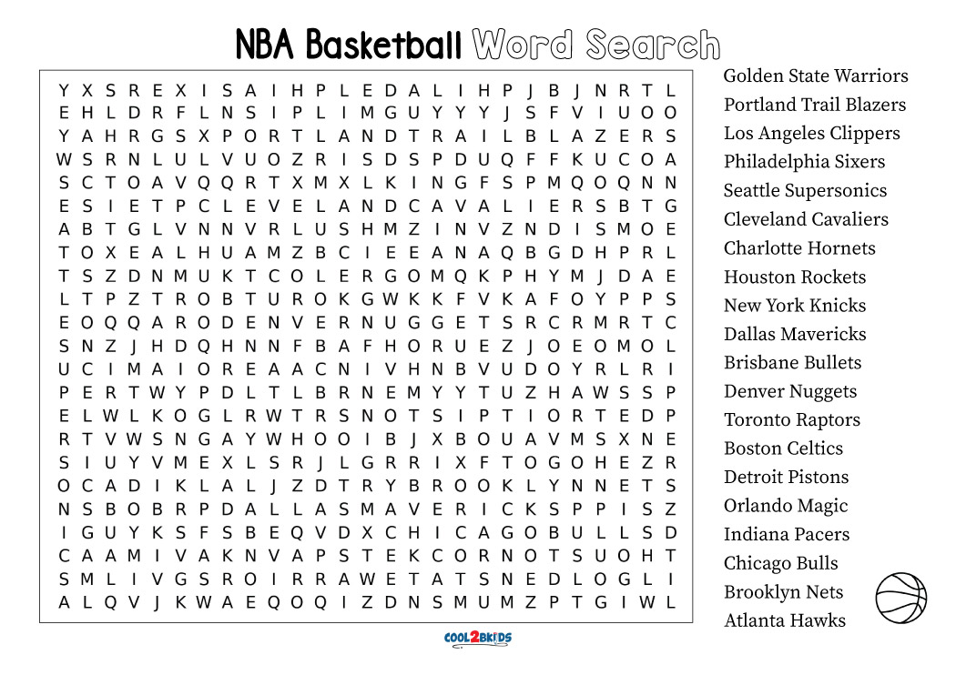 Printable Basketball Word Search Cool2bKids