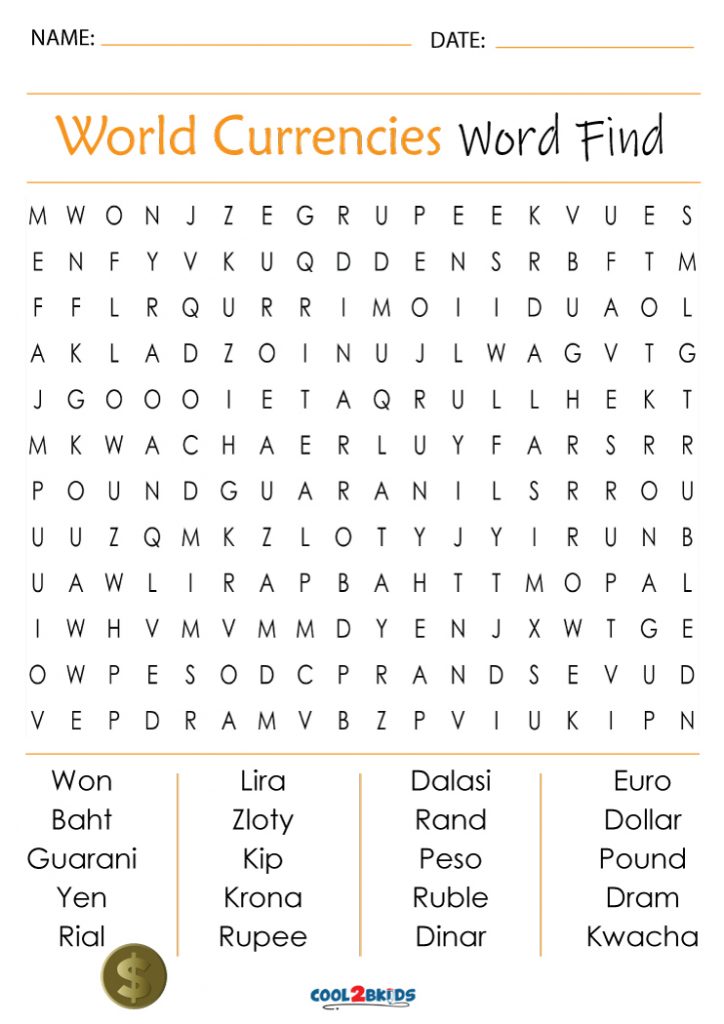 World Currencies Word Search Answers