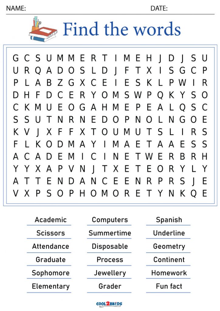 Printable 6th Grade Word Search Cool2bKids