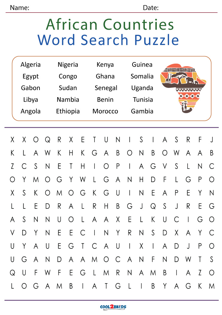 Printable Countries Word Search Cool2bKids