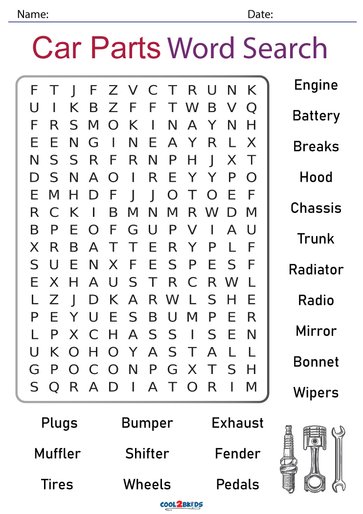 Printable Car Word Search Cool2bKids