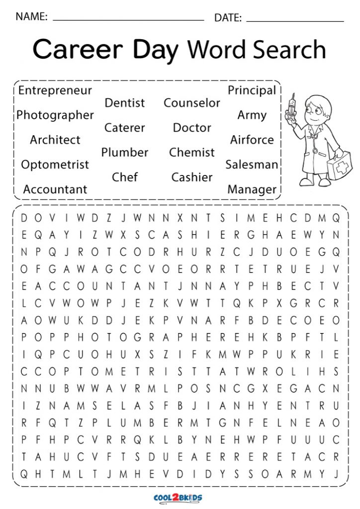 Printable Career Word Search Cool2bKids