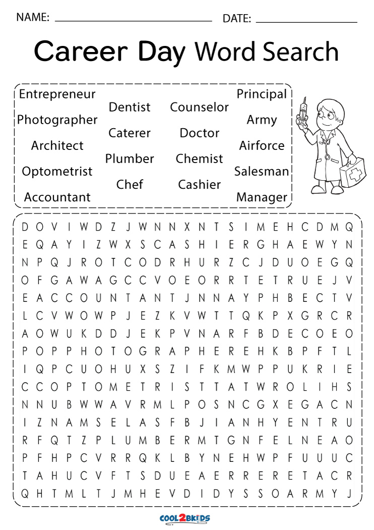 Printable Career Word Search Cool2bKids