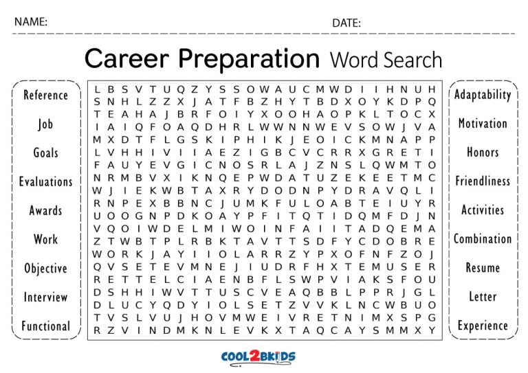 Printable Career Word Search Cool2bKids