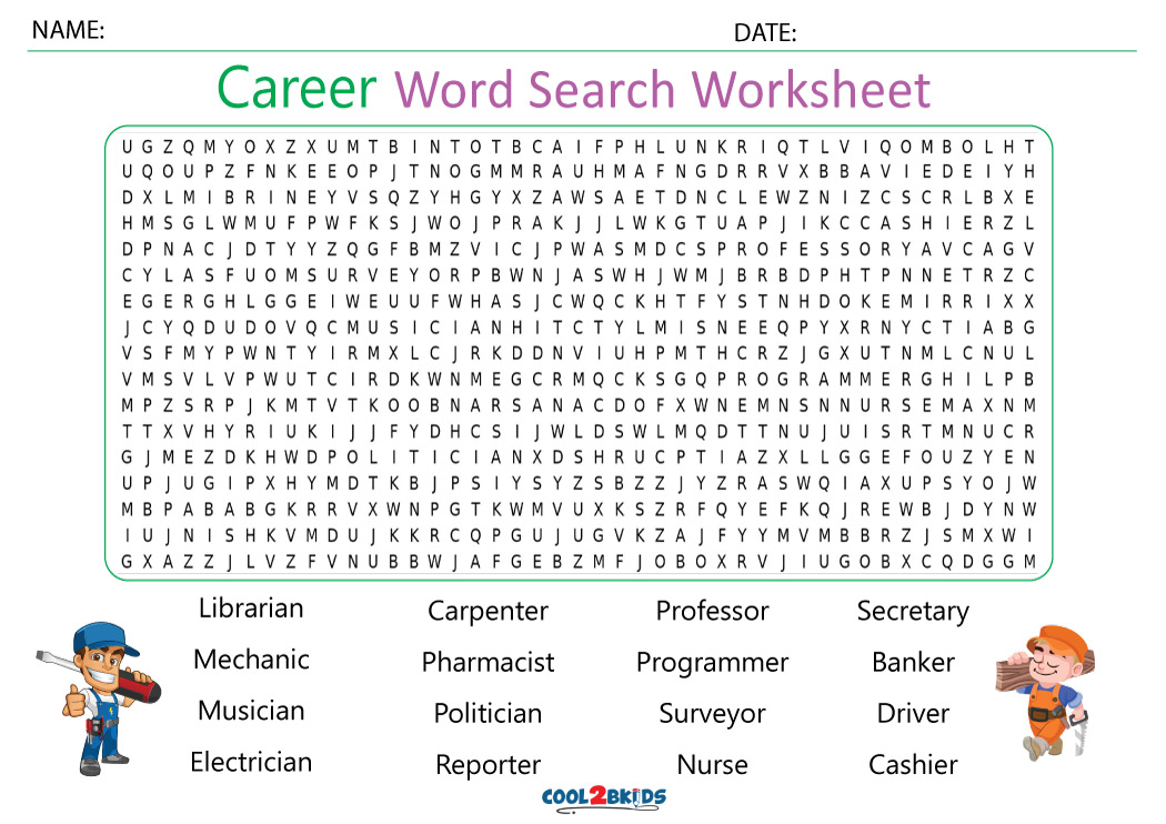 Printable Career Word Search Cool2bKids