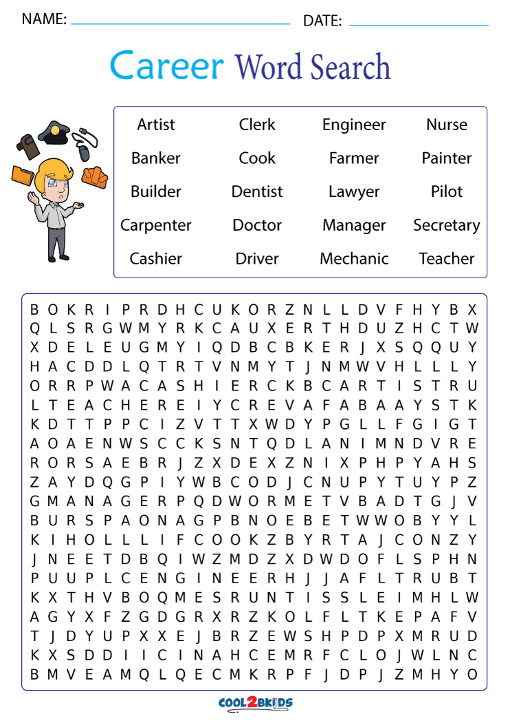 Printable Career Word Search Cool2bKids