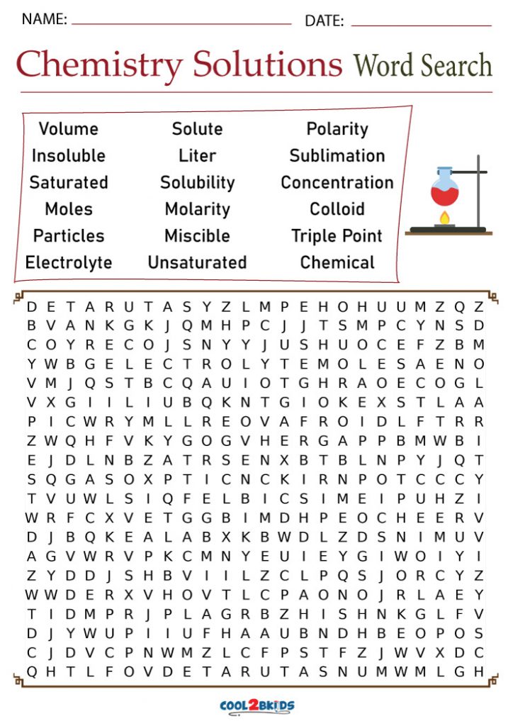 Printable Chemistry Word Search Cool2bKids