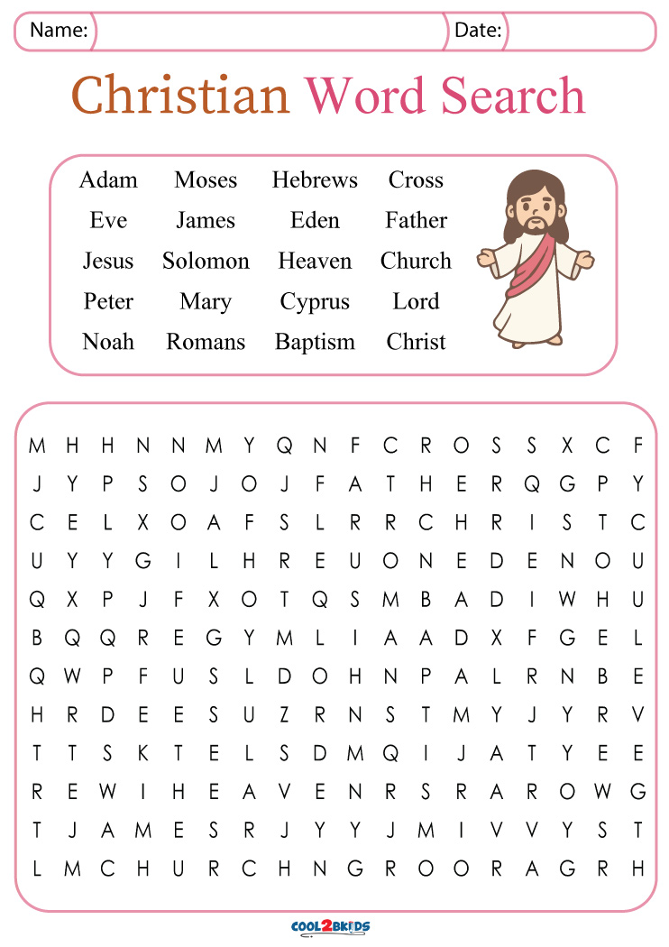 Printable Christian Word Search - Cool2bKids