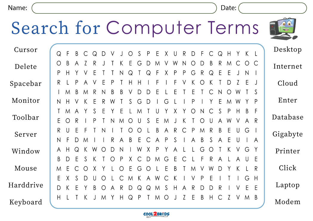 Printable Computer Word Search Cool2bKids