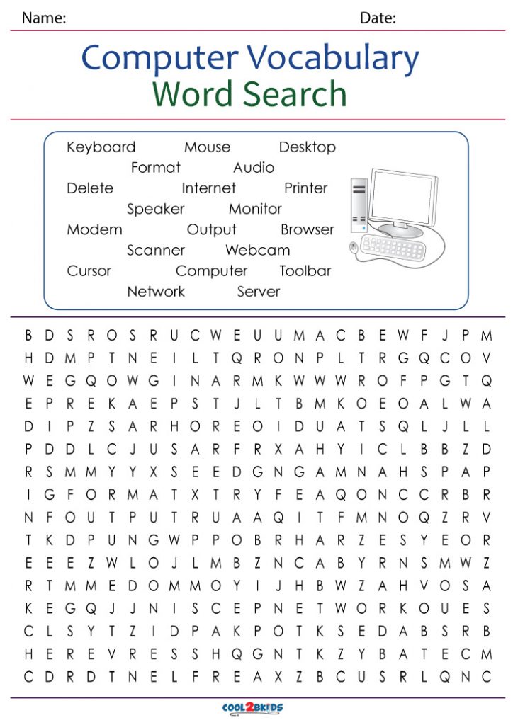 Printable Computer Word Search Cool2bKids