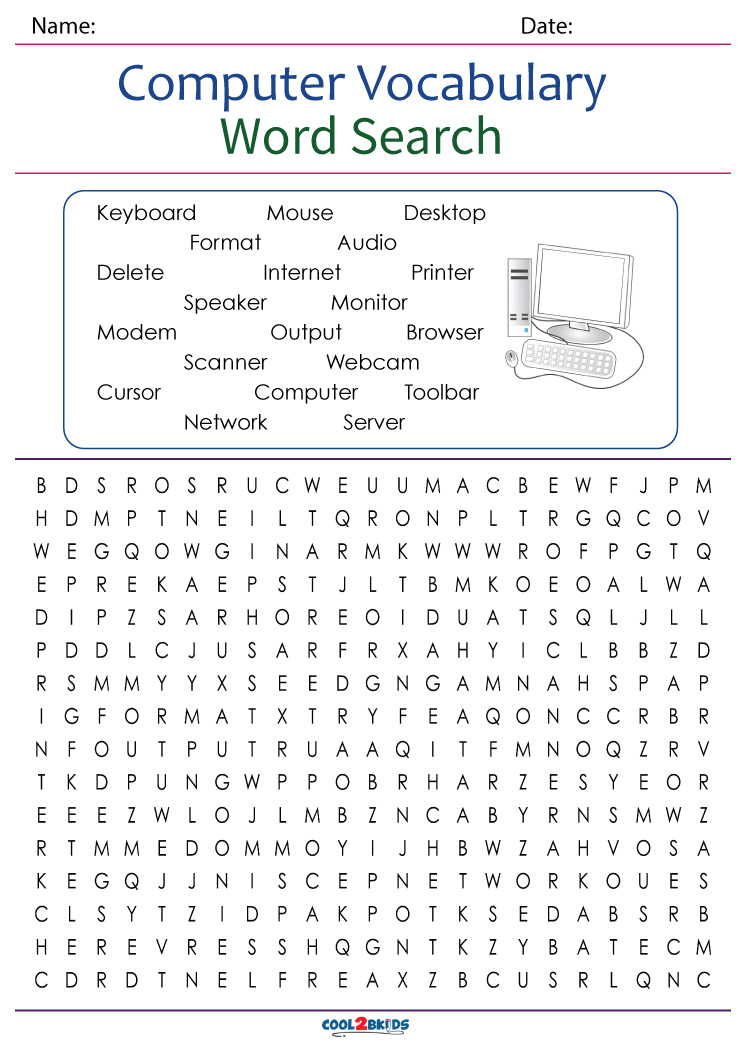 Printable Computer Word Search Cool2bKids