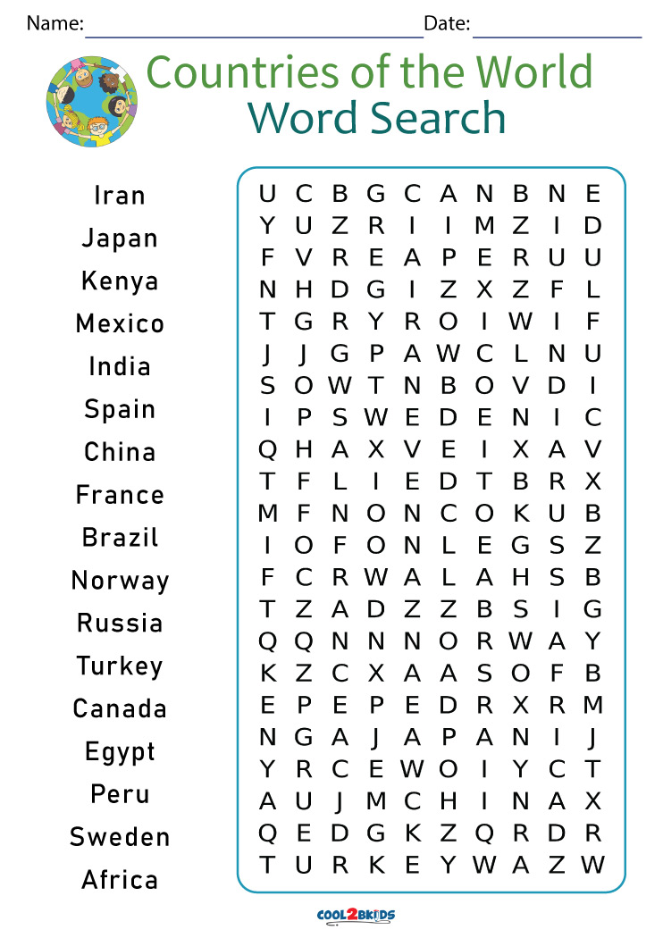 World Of Printables Word Search - Printable Cards