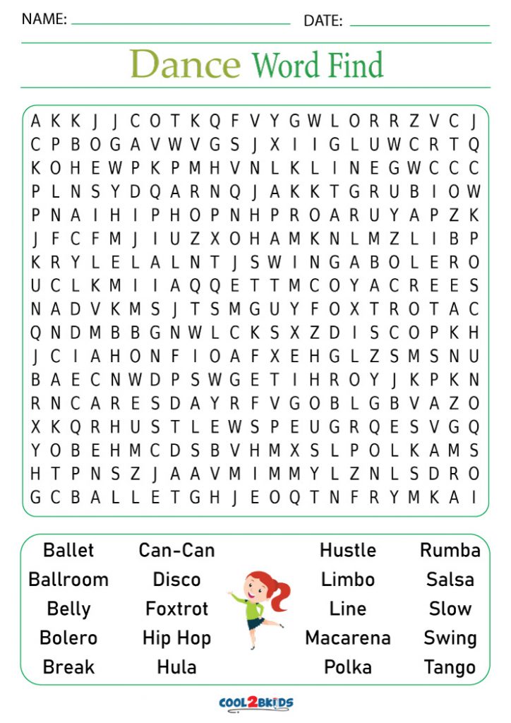 Dance Word Search Printable Printable Templates