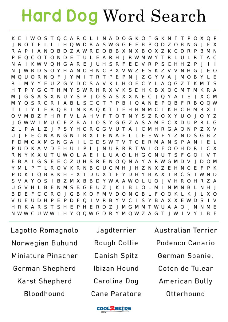 Printable Dog Breeds Word Search | Cool2bKids