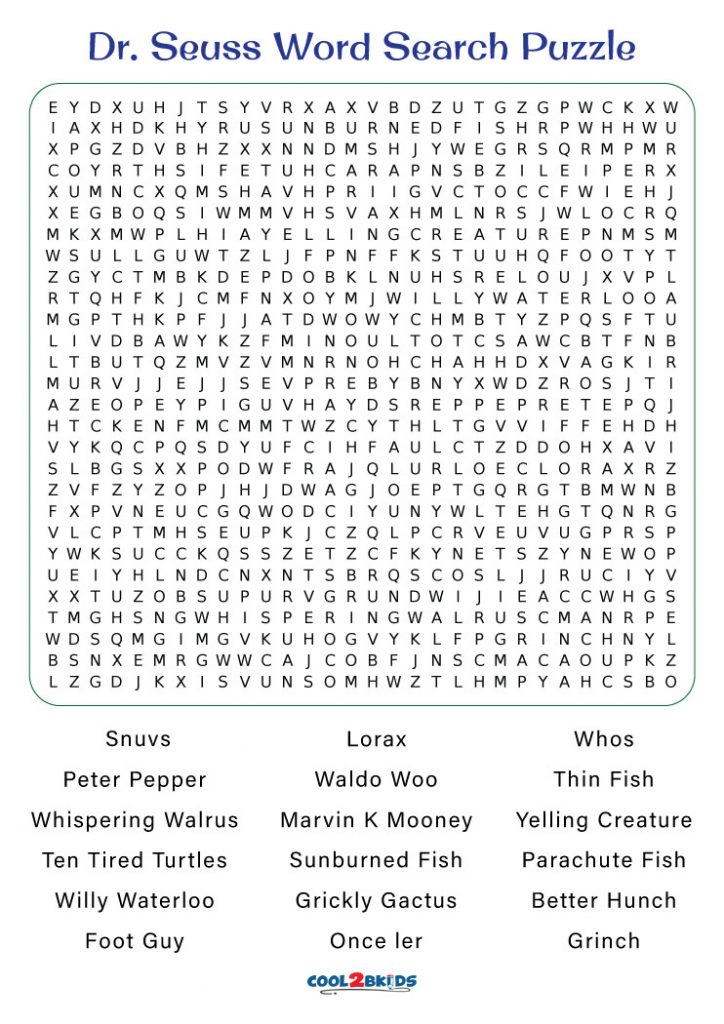 free dr seuss word search