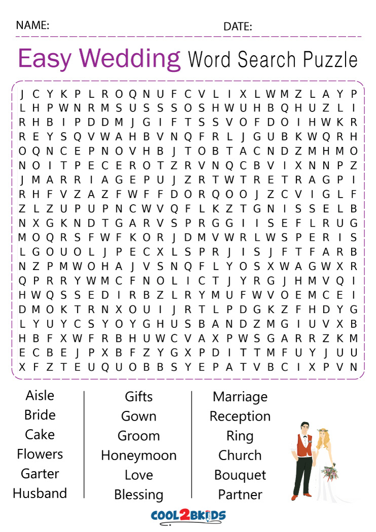 Printable Wedding Word Search Cool2bKids