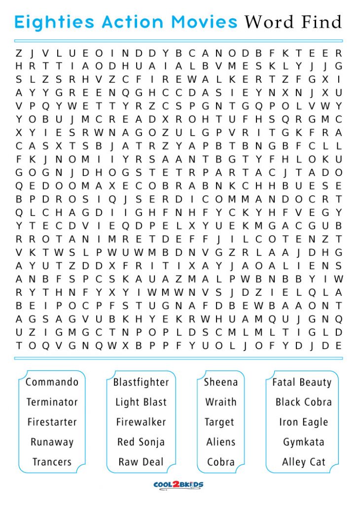 Printable Movie Word Search Cool2bKids