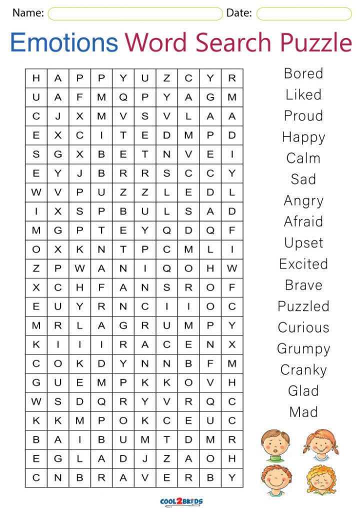 printable feelings and emotions word search cool2bkids