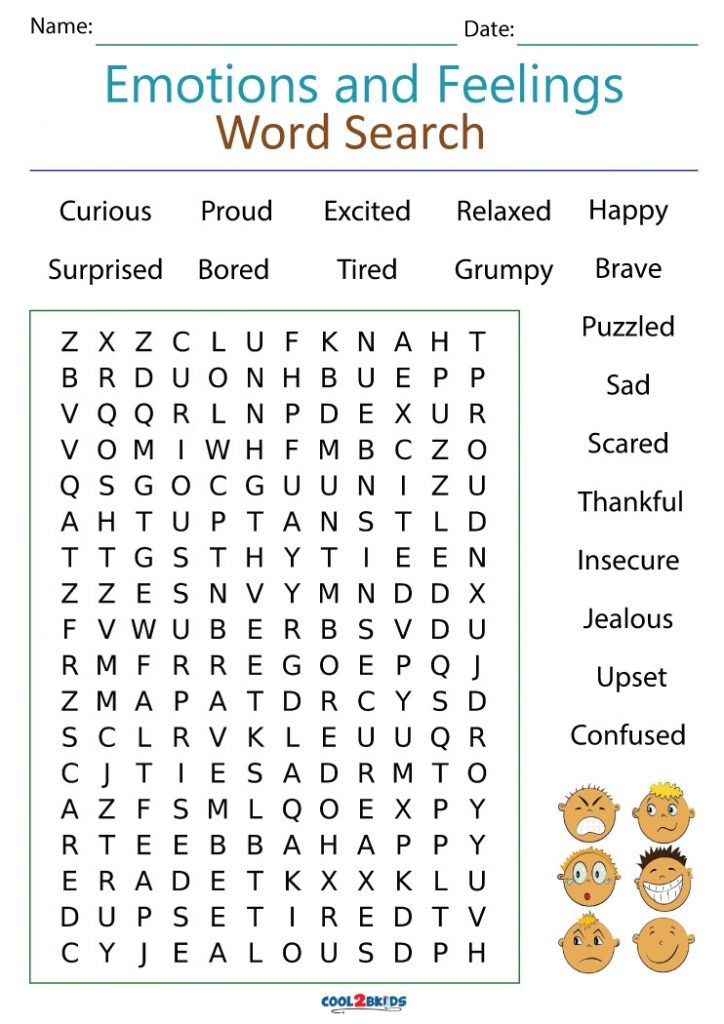 Emotions Word Search