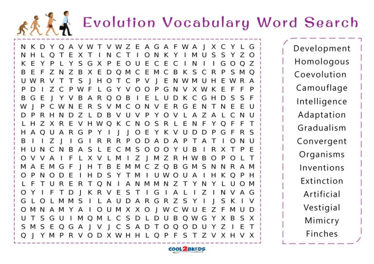 Printable Evolution Word Search Cool2bKids