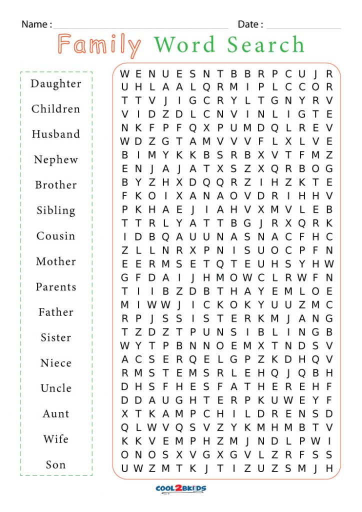 Printable Family Word Search - Cool2bKids