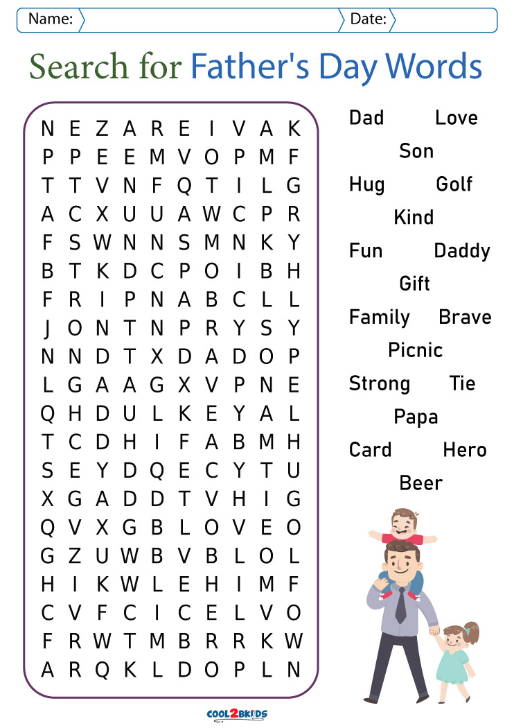 Printable Father's Day Word Search - Cool2bKids