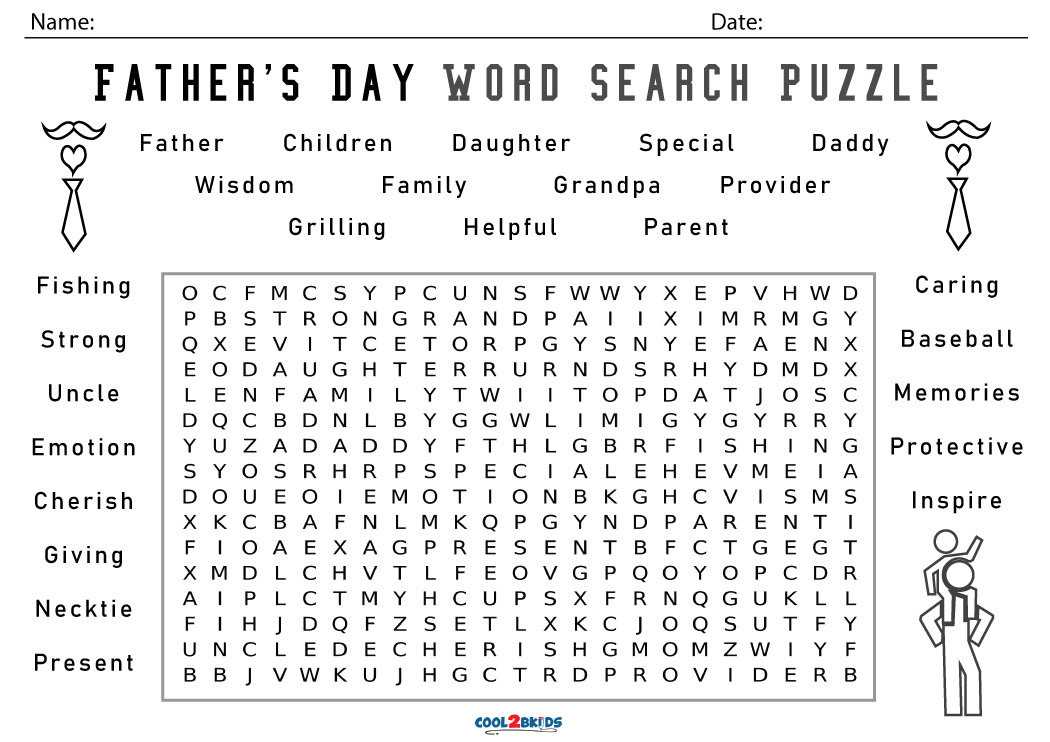 Printable Father's Day Word Search - Cool2bKids