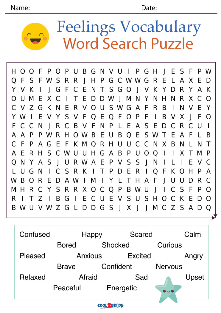 Printable Feelings And Emotions Word Search Cool2bKids