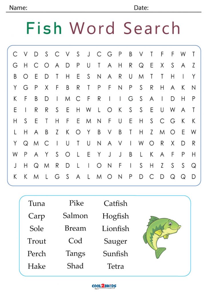 Printable Fish Word Search Cool2bKids