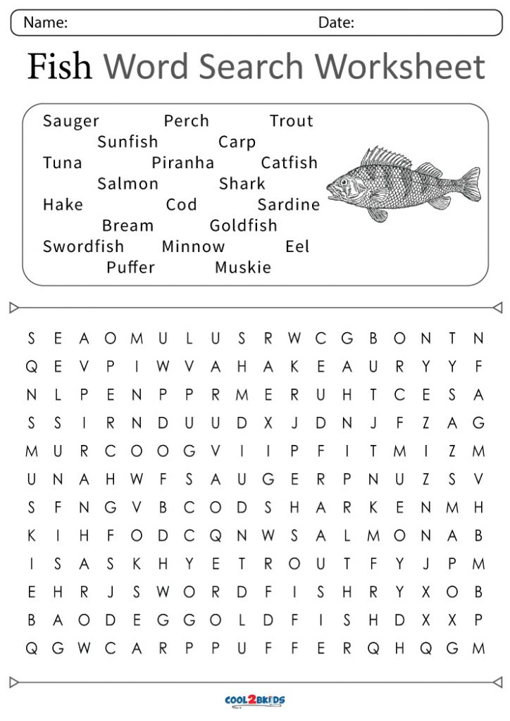 Free Printable Ocean Fishing Word Search With Large Print - Word Search ...