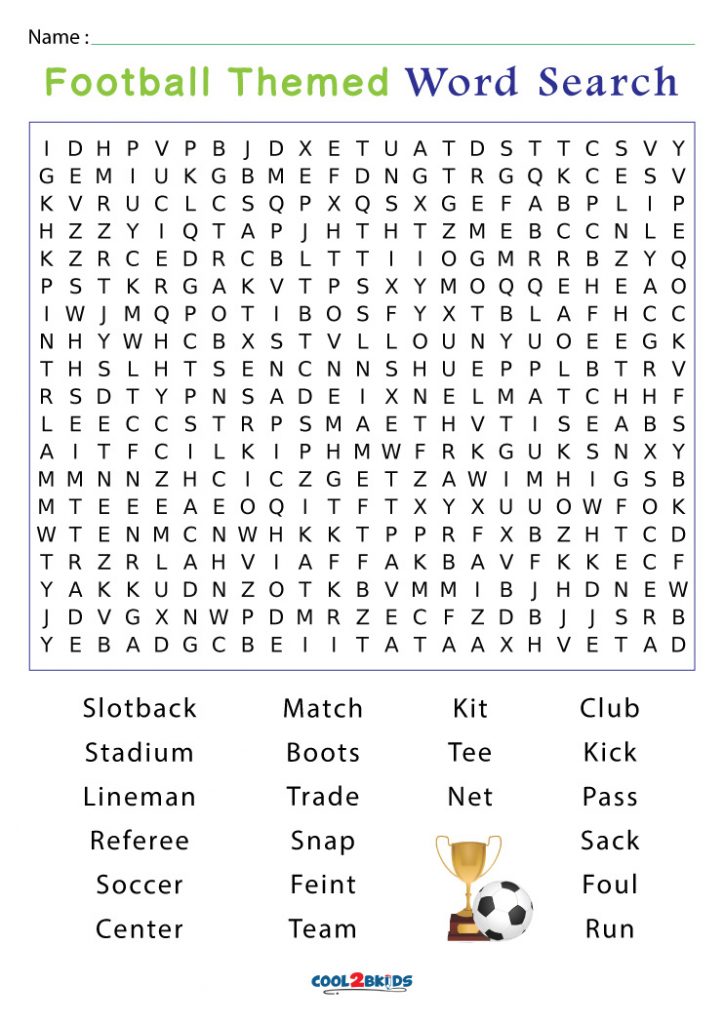 Printable Football Word Search - Cool2bKids