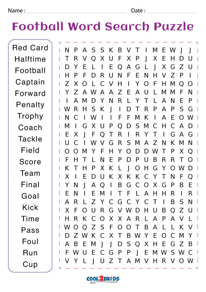 Printable Football Word Search Cool2bKids