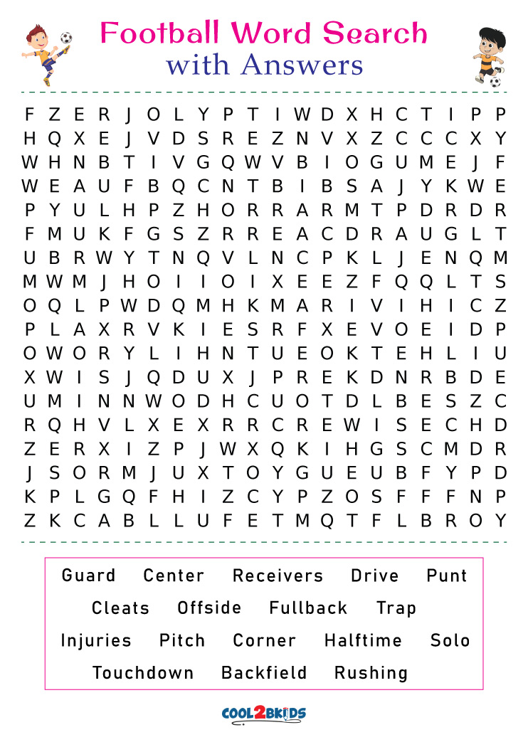 Printable Football Word Search Cool2bKids