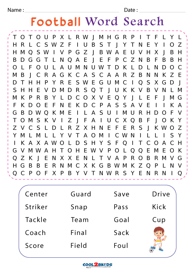 free printable football word search school projects pinterest - 12 best ...