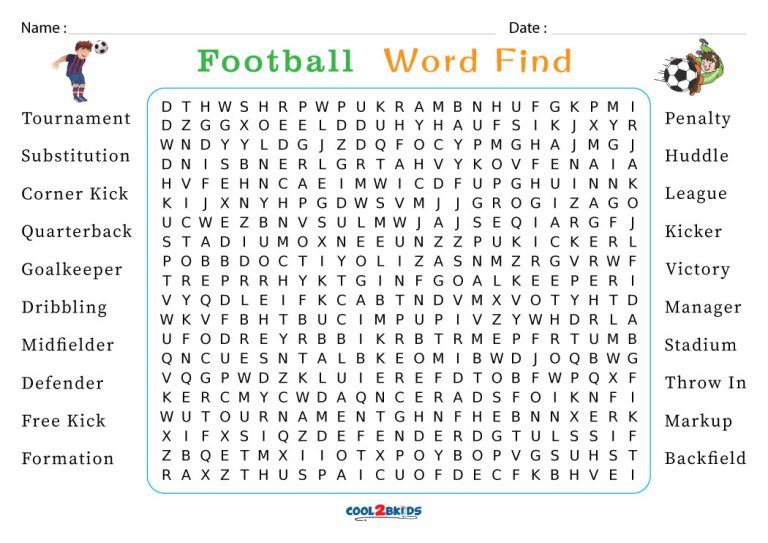 Printable Football Word Search Cool2bKids