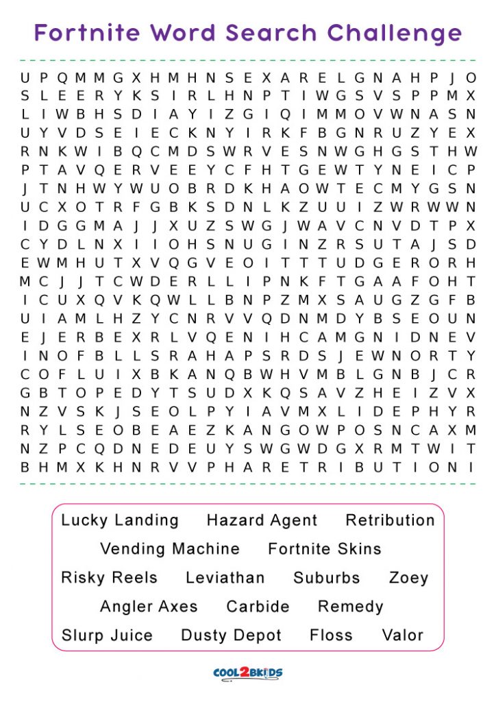 Printable Fortnite Word Search Cool2bKids