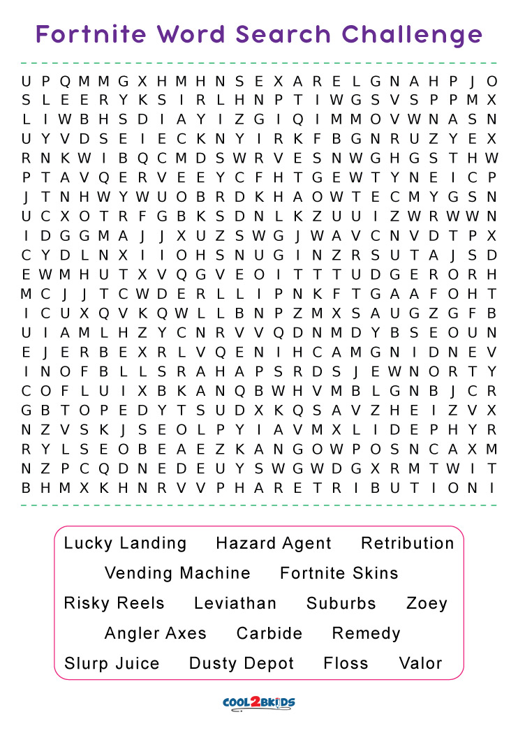 Printable Fortnite Word Search Cool2bKids