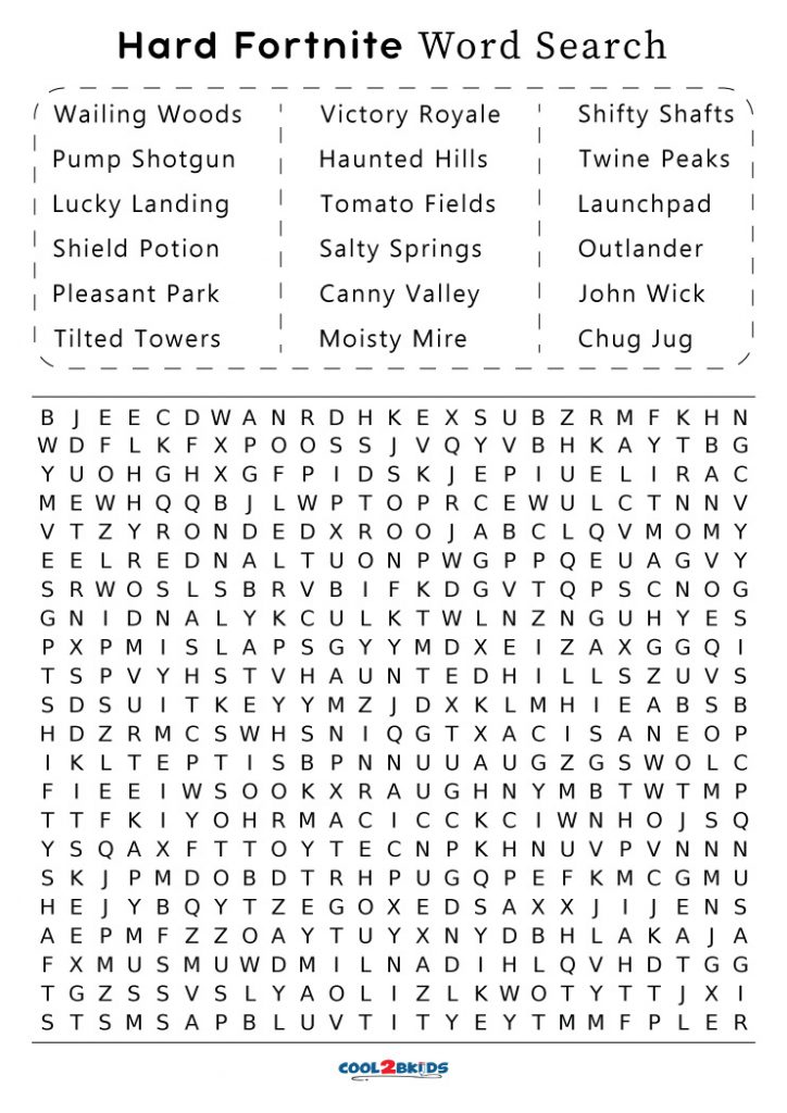 Printable Fortnite Word Search Cool2bKids