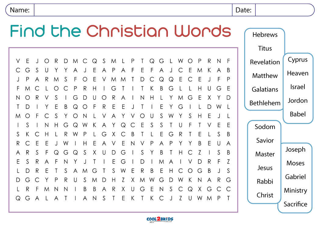 Printable Christian Word Search Cool2bKids