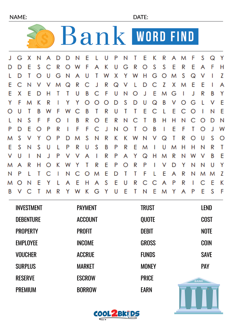 Printable Large Print Word Search Cool2bKids