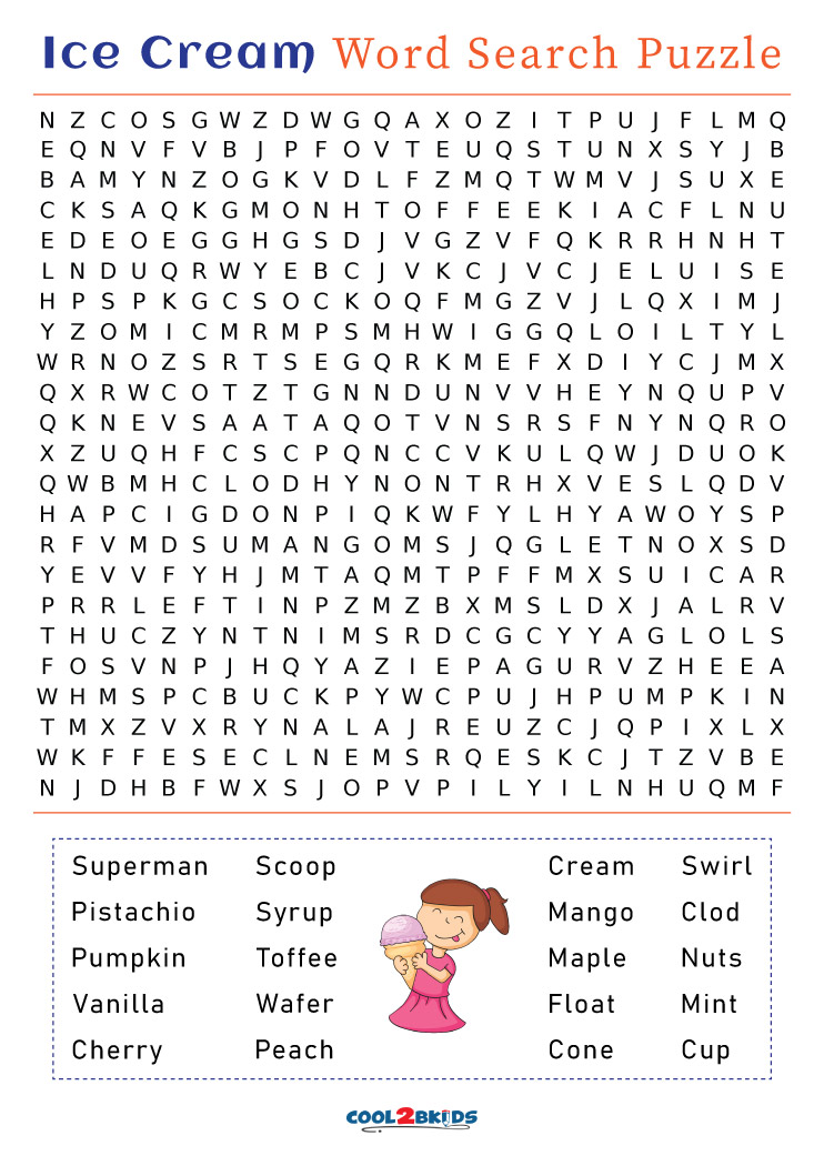 An Ice Cream Themed Birthday Party My Practical Birthday Ice Cream Word Search Puzzle Warm