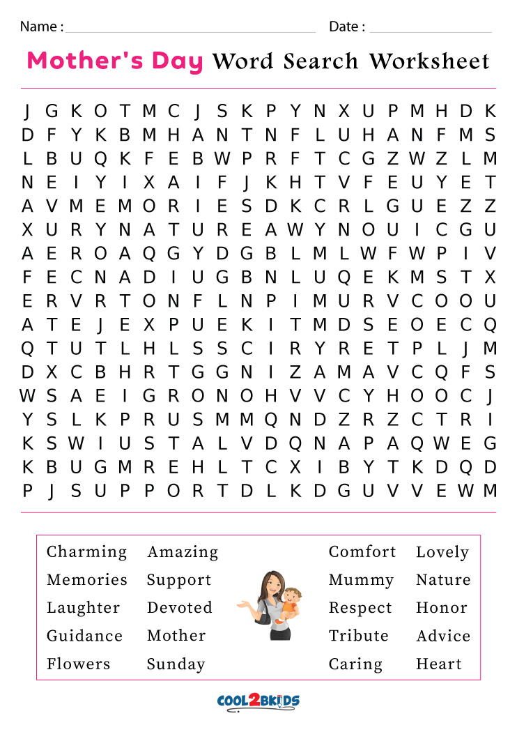 Printable Mother's Day Word Search - Cool2bKids