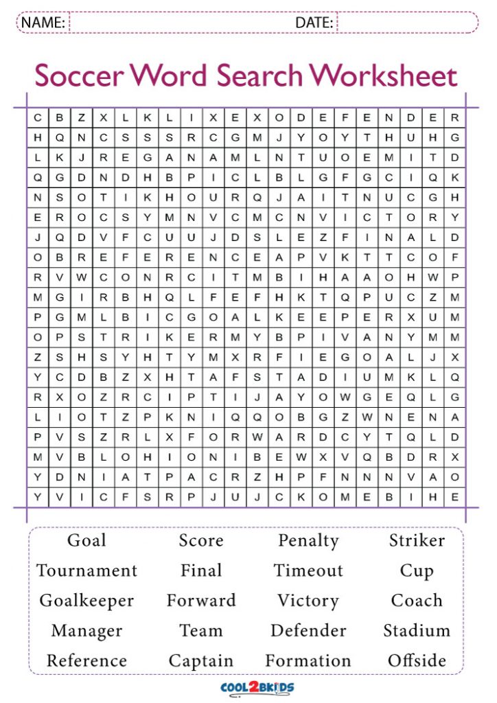 Free Printable Word Search Puzzles Soccer Word Search Printable - Gambaran