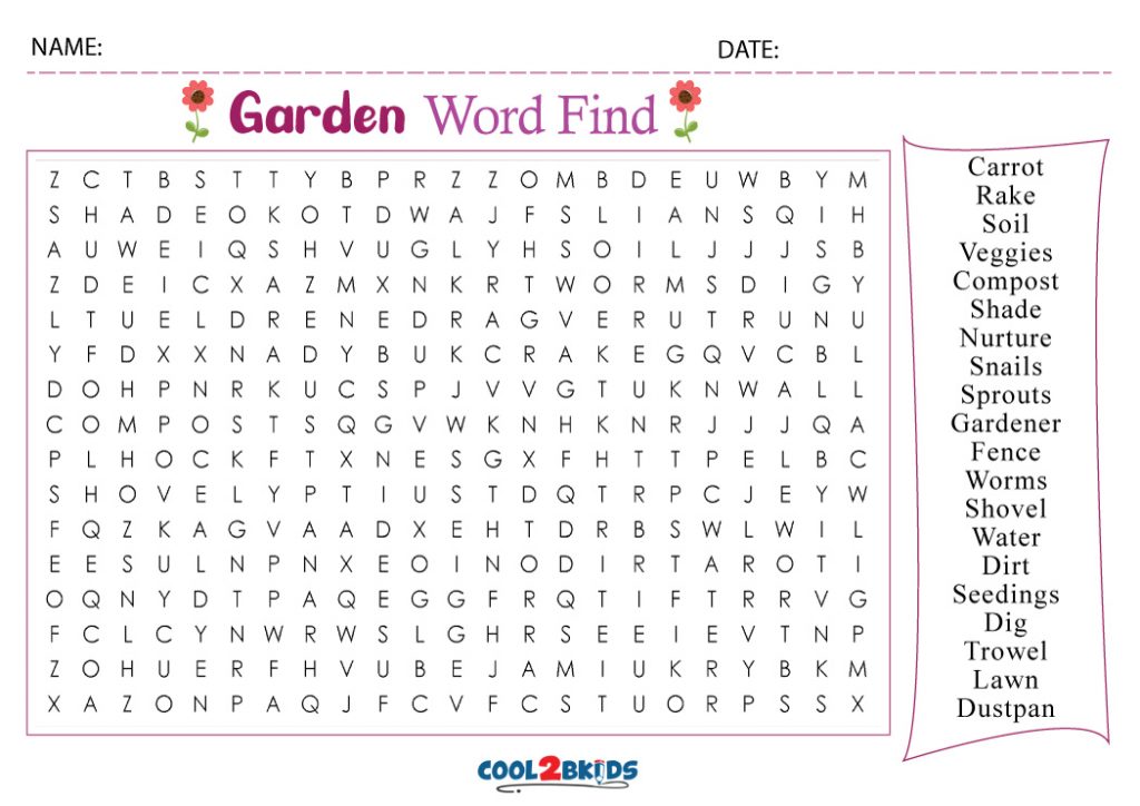 Printable Garden Word Search Cool2bKids