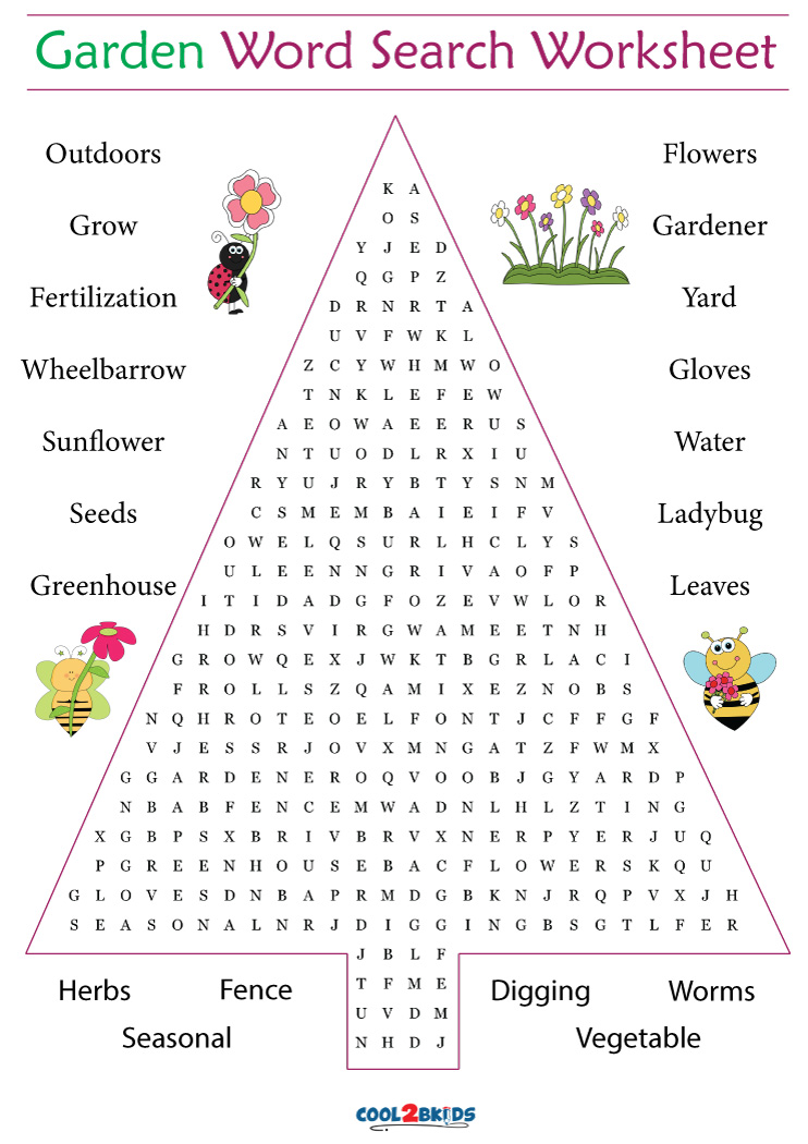 Printable Garden Word Search Cool2bKids