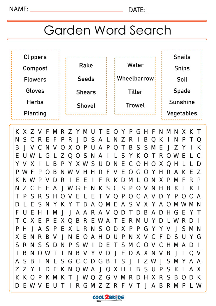 Printable Garden Word Search Cool2bKids