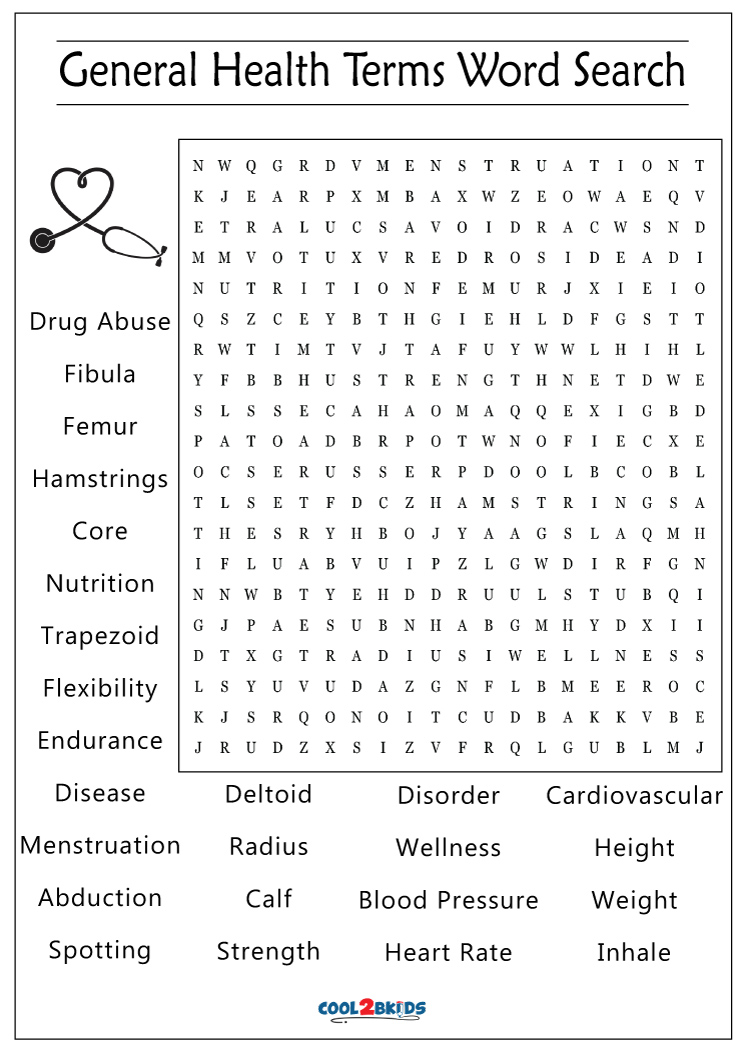 Health Word Search Puzzles Printable Seniors Puzzles Monsterwordsearch Puzzle World