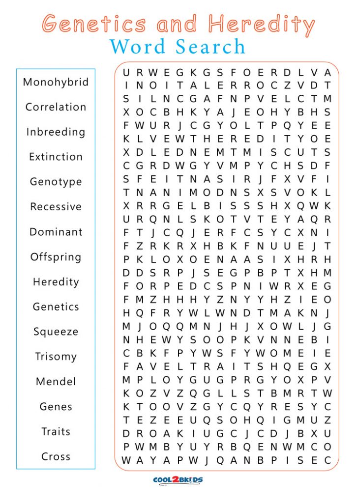 Genetics And Inheritance Word Search Answers