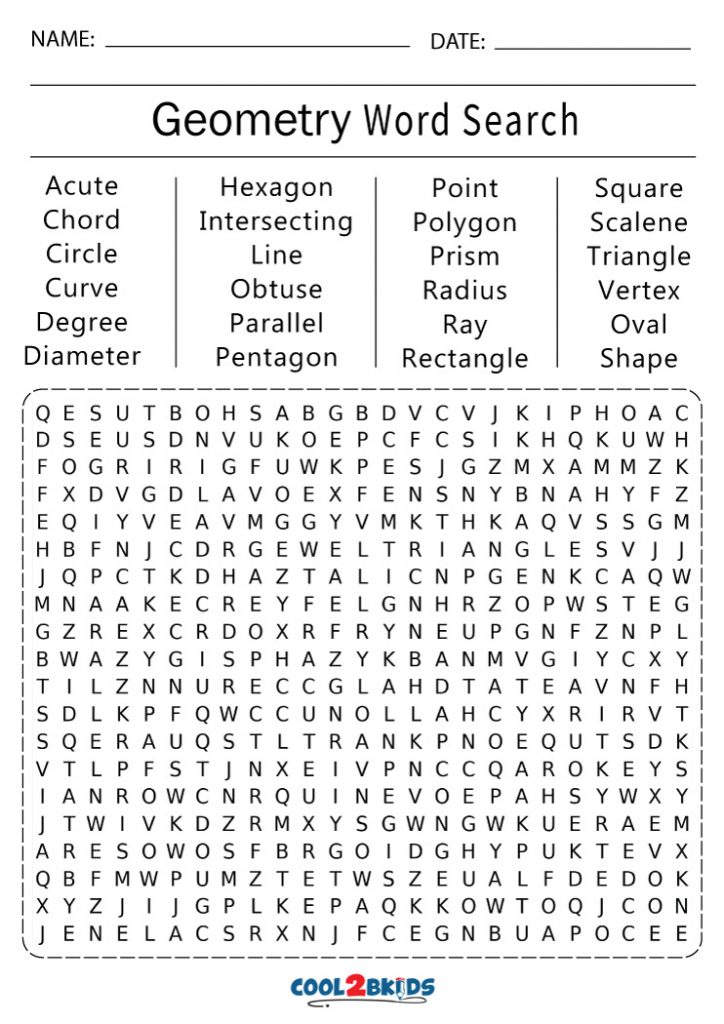 Printable Geometry Word Search Cool2bKids