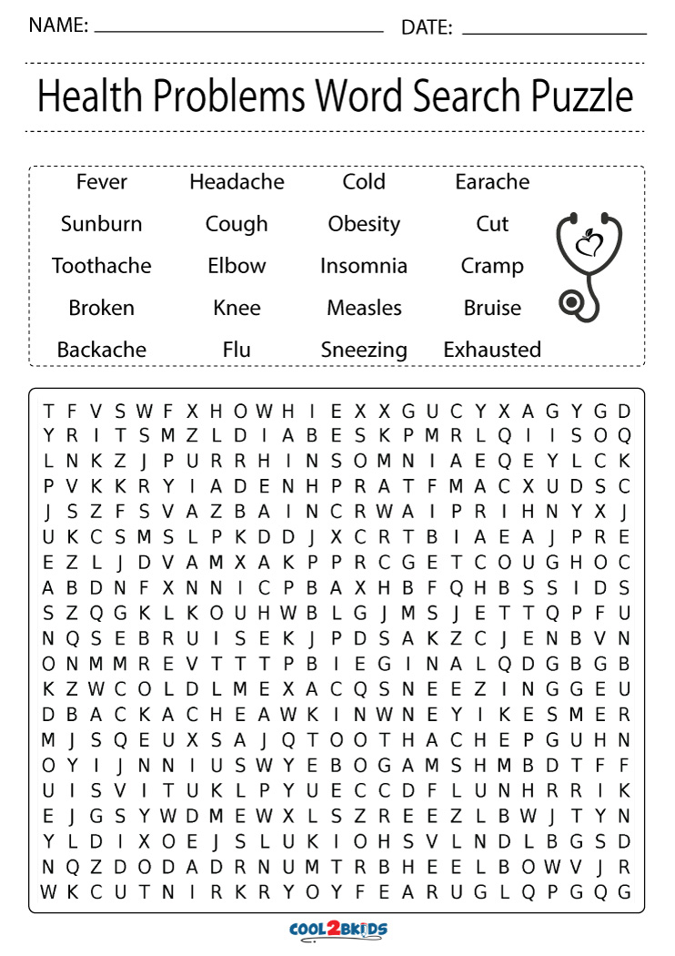 Health Word Search Puzzles Printable Seniors Puzzles Monsterwordsearch Puzzle World